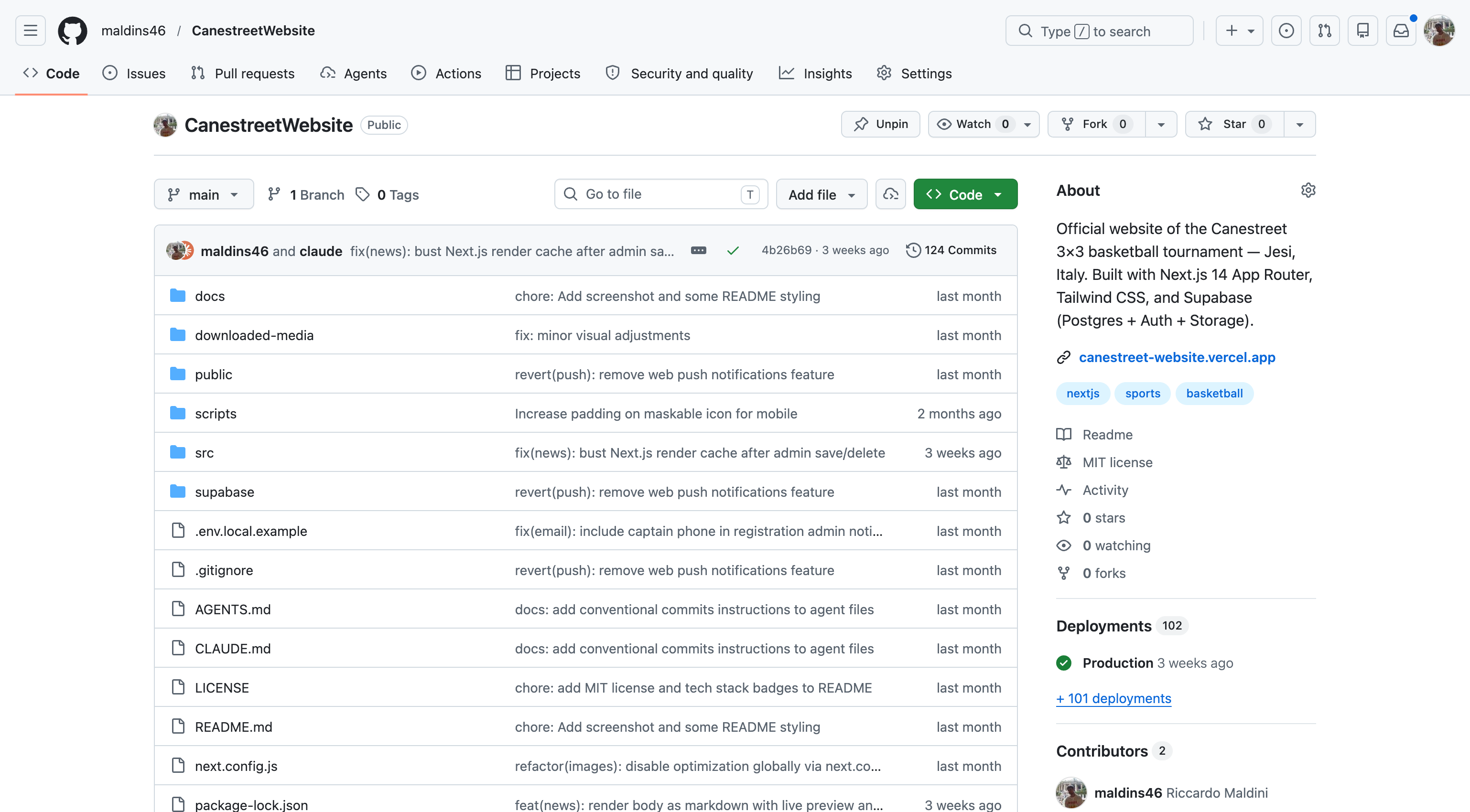The Canestreet Website Project on GitHub