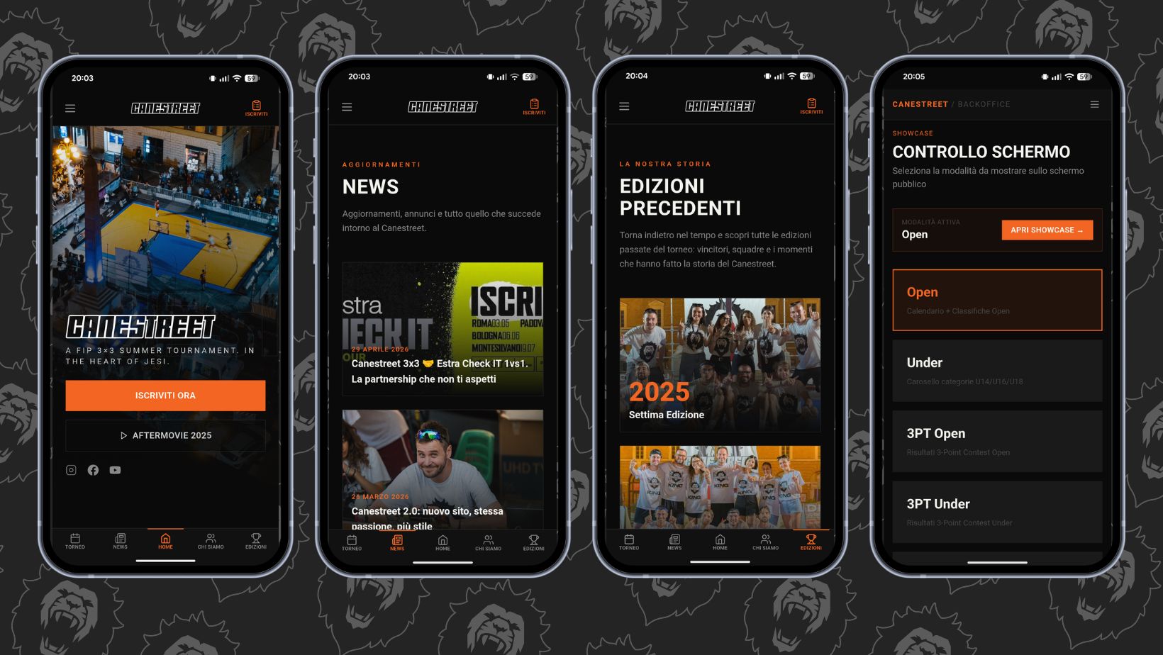 Some screenshots from the mobile version of the website